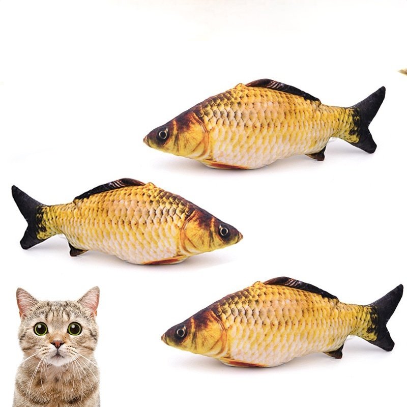 Pet cat toy fish plush fish cat teaser stick